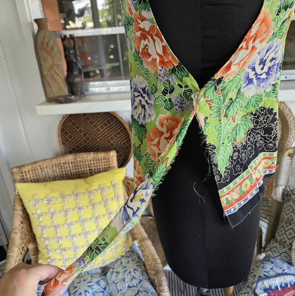 Reformation OS Sheer Hi-lo Tank Top Resortwear Green Orange Floral Bohochic